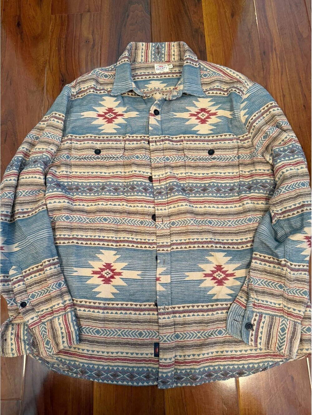 Faherty Men SZ XL Doug Good Feather Canyon Overshirt Southwestern Aztec